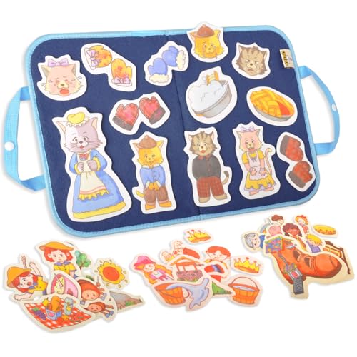 CHEFAN Felt/Flannel Board Story Set, PRECUT Felt Pieces for Preschool Toddlers Circle Time,Three Little Kittens,Old Woman Who Lived in Shoe,Little Miss Muffet,Jack and Jill - color: Three Little Kittens