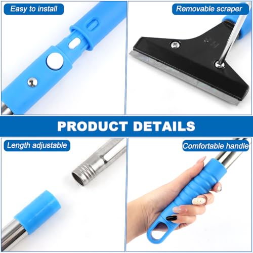 Heavy Duty Floor Scraper, 4" Wide Razor Blade Scraper Tool with 48" Long Handle, 10PCS Extra Metal Blades for Cleaning Wall Glass Floor Paint Gum Stains Stickers Linoleum Stove Top