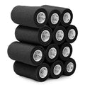 OK TAPE Self Adherent Cohesive Bandages Wrap 12Packs 3" x 5 Yards | Non-Woven Elastic for Thumb Finger Wrist Ankle Self Adhesive Bandage Wrap Breathable Vet Wrap Bandages Tape (Black) - color: Black, size: 3 In x 5 Yards