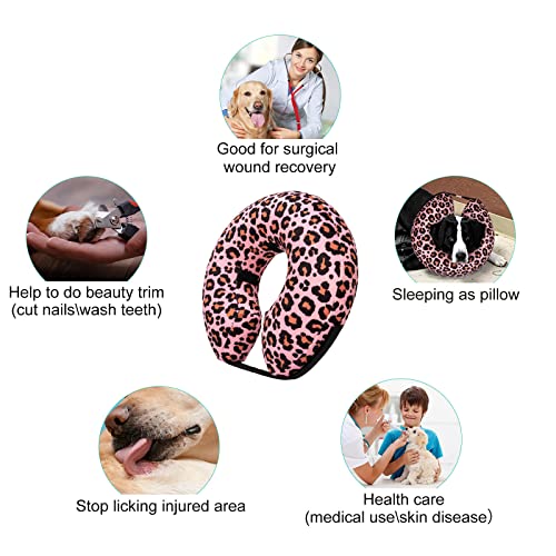 CuteBone Dog Recovery Cone for Small Medium Dogs & Cats | Removable Fleece Cover, Adjustable Strap, Anti-Slip Loop, Easy Inflate Valve, Separable Inflatable Liner