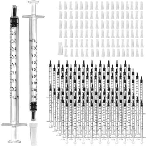 100 Pack 1ml Syringe for Liquid, 1cc Plastic Small Syringes for Scientific Labs, Measuring Liquids, Feeding Pets, Medical Student, Oil or Glue Applicator, Non-Sterile, No Needle - size: 1ml Syringes-100pcs