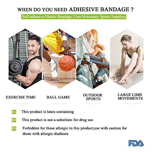 Vet Wrap Medical Tape for Skin Bandage Tape Vet Tape Cohesive Bandage 2 inch x 6 Pack Black Fabric Bandages Self Sticking Bandage Self Adhering Bandage Wrap Stretch Self Adhesive Tape - color: Black, size: 6 Pack