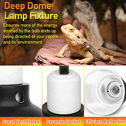 Reptile Reflector Dome Lamp Fixture, 5.5 inch Deep Polished Aluminum UVB Light Fixture for Reptile Glass Terrariums fit UVB UVA Bulb, Basking Heat Bulb, Ceramic Heat Emitter - size: 5.5 inch