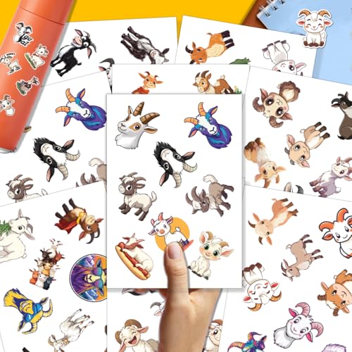 64pcs Goat Stickers - Goat Sticker Waterproof Decals for Water Bottles Laptop Luggage Computer Scrapbooking Teens Adults Girls Kids Funny Party Birthday Decorations