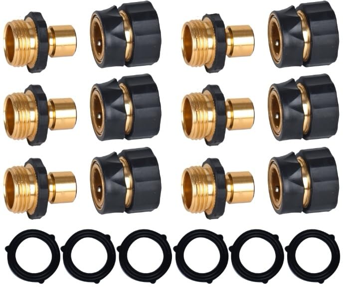A30020C-6 Garden Hose Quick Connector, 3/4 Inch Male and Female Garden Hose Fitting Metal Quick Connector, 6 Set - style: Quick Connect-6Set