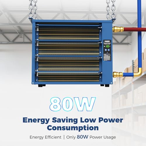ALORAIR 100,000 BTU Hydronic Hanging Heater, HydroX H100A, Copper Tube | 2 Connection Types, Energy-Efficient Heating, Quiet 1000CFM Blower, Hot Water & Steam Compatible, Garage/Warehouse Heater