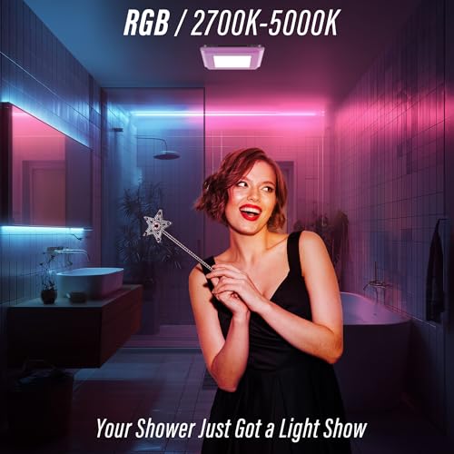 Smart Bathroom Exhaust Fan: 100CFM Bath Fan With Color-Changing Lighting, Remote Control Built-in RGBWW LED Light, Ultra-Quiet 1.2 Sones, 2700K-5000K, Dimmable & Wet, ETL Certified - size: 100CFM with RGBWW
