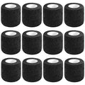 Self Adhesive Bandage Wrap,Black Sports Tape Vet Wrap Cohesive Bandage | CIYAGPOOU 12 Pack 2 Inches 5 Yards Athletic Wrap Breathable Flexible Stretchy for First Aid, Sprains Protection - color: 2 Inches Vet Wrap (12 Pack Black)