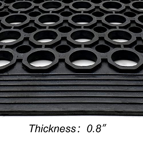 Anti-Fatigue Rubber Floor Mat - NANBOWANG Commercial Grade Grease Resistant Non-Slip Recycle Tyre Floor Mats for Restaurant Kitchen Bar Garden Outdoor Wet Area (40"X80") - size: 40"X80"