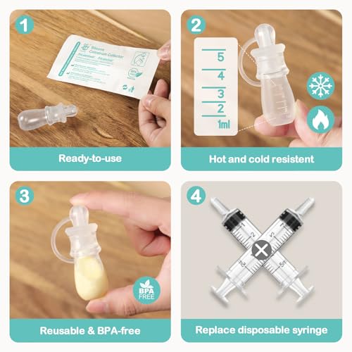 BumbleBee Colostrum Collector Syringes Reusable Breast Milk Collector, Multi-Use Colostrum Container with Storage Case, Cotton Wipe & Cleaning Brush, BPA Free, 5ml-6pcs