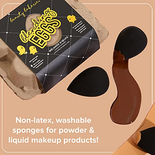 Beauty Bakerie Blending Egg Beauty Sponge Cosmetic Face Make up Blender Sponge Applicator for Powder, Liquid, Foundation, Concealer and Blending, Latex Free 6 Pack Set, Black Egg-cellence - color: Black