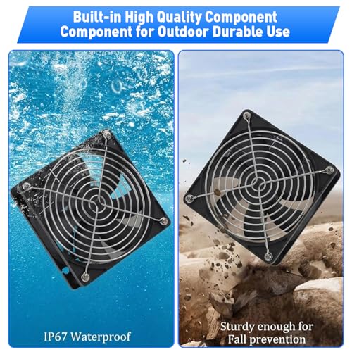 Solar Powered Fan, 25W Solar Fans for Outside Vent Exhaust Fan Waterproof for Shed Chicken Coops Greenhouse Doghouses Pet House for Intake or Exhaust Air Cooling - size: 2 Fan Kit