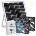 Solar Powered Exhaust Fan with Battery, 25W Solar Panel Dual 5.5 Inch Fans, 450 CFM IPX7 Waterproof Solar Ventilation Fan Kit for Chicken Coop, Greenhouse, Shed, Garage, Dog House