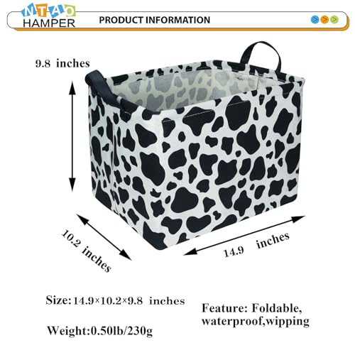 NTAOHAMPER Rectangular Cow Storage Basket, Waterproof Cowprint Box with Handles, Room Decor, Gift Basket for CowLovers, Collapsible Storage Bin(Cow) - color: Cow Pattern