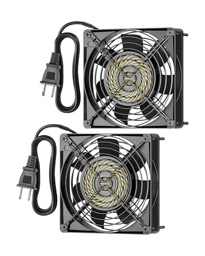 DEWENWILS 2 Pack 120V AC Fan Waterproof Exhaust Fan 120mm 13W 2800RPM 60CFM | DIY Cooling Fan for Refrigerator, Computer Case, Compressor Engine, Generator, UL Listed, Matte Black - size: 120mm×25mm, style: 2 pack