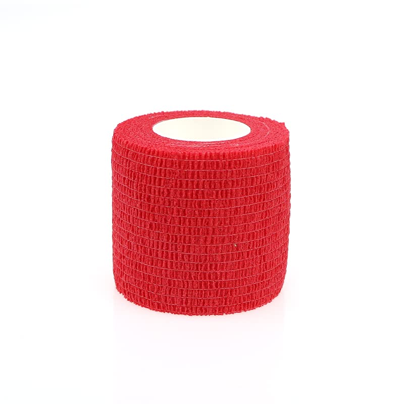 Self Adhesive Bandage Wrap Animal Cohesive Bandage Self Adherent Wrap First Aid Tape for Dogs Cats Horses Birds & Wrist Healing Ankle Sprain (2 Inch Red 12 Rolls) - color: 2 Inch Red 12 Rolls