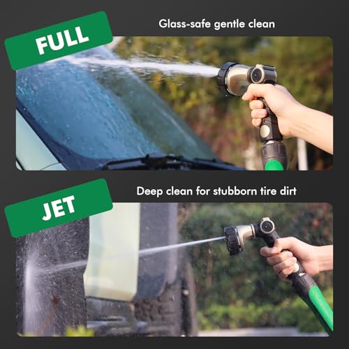RESTMO Heavy Duty Hose Nozzle, Metal Garden Water Hose Sprayer | 7 Watering Patterns, Thumb Control, On Off Valve, Leak Proof Nozzle Sprayer for Watering Plants, Car & Pet Washing, Bronze - color: Bronze