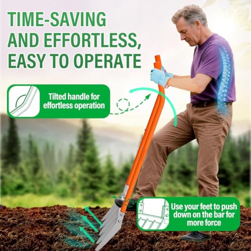 Broadfork 5-Tine Broad Fork for Gardening Ergonomic U-Shaped Design | Heavy Duty Broadfork Tool for Gardening Cultivating Farm Garden Digging Crushing Aerate Soil (Patent Pending)