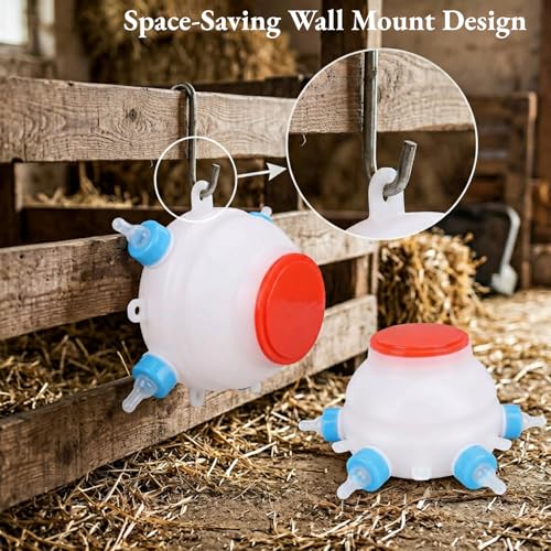 Lamb Feeding Bucket, Piglet Feeding Bottle with 6 Nipples, Livestock Milk Jug for Farm Animal Goat Lambs Dog