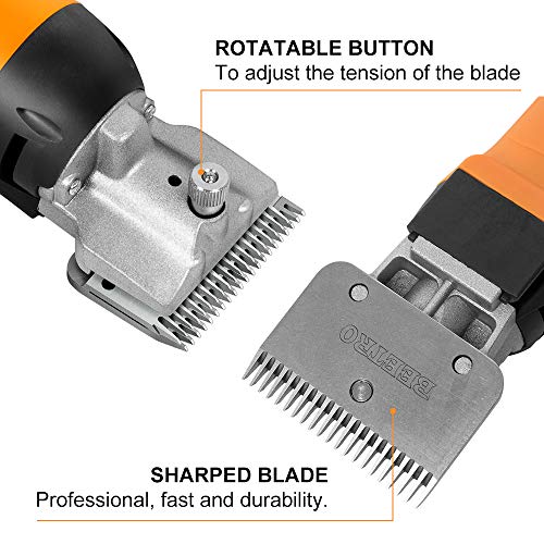BEETRO 500W Electric Professional Horse Shears, 6 Speeds Animal Grooming Clippers for Horse Equine Goat Pony Cattle, with an Extra Set of Shearing Blades