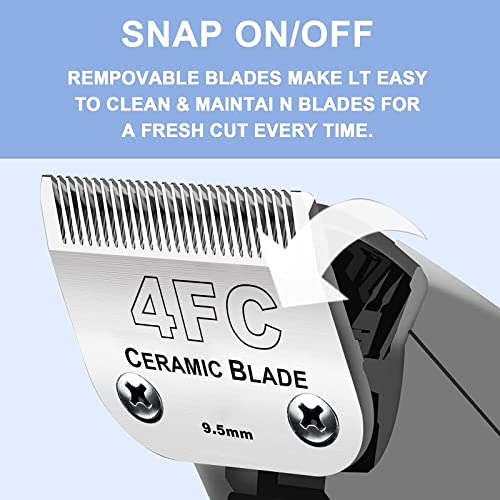 4FC Blade Detachable Pet Clipper Replacement Blades, Ceramic and Stainless Steel, Compatible with Andis, Oster, and Wahl Clippers | Dog Grooming Blade For Oster A5/Wahl KM Series Dog Clipper ,Ceramic Blade & Stainless Steel Blade - color: 1pack 4fc:3/8''(