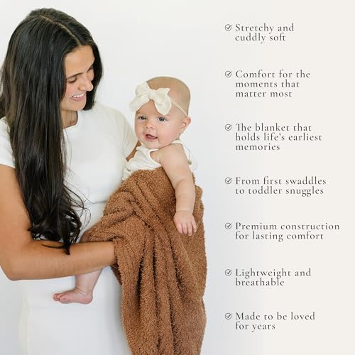 Saranoni Bamboni Luxury Baby Blanket | Cozy & Soft Plush Receiving Blankets | Perfect for Girls & Infant Baby Boy Blankets | Caramel - 30” x 40" | Luxury Bamboni baby blanket with plush softness and cozy comfort, designed for infant boys and girls during
