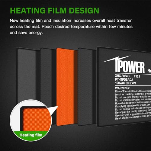 iPower 4x7 Inch Reptile Heating Pad with Adjustable Controller Knob, Under Tank Heater Mat for Turtles, Lizards, Snakes, Amphibians & Small Pets, 2 Pack - size: 4 X 7 Inch, style: 2 Pack Heat Pad with Adjustable Knob