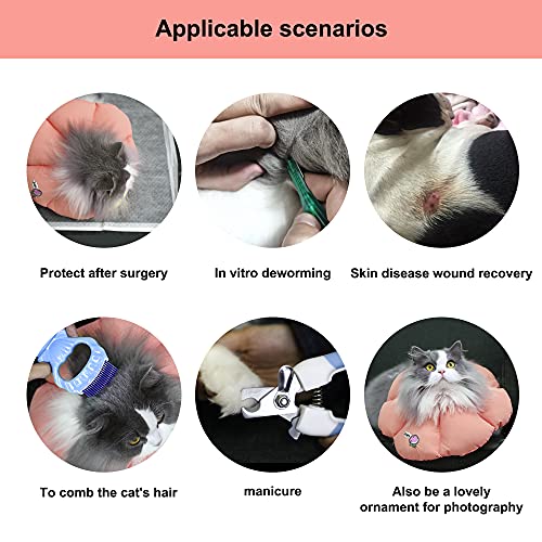 HiDREAM Cat Cone Collar,Cute Waterproof Elizabethan e Collar for Cats,Anti-Bite Lick Wound Healing Safety Cat Recovery Collar,All-Season Style - color: Pink flowers, size: Medium