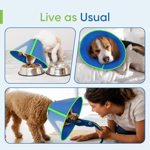 Soft Dog Cone Collar to Stop Licking After Surgery, Mesh Breathable Pet Recovery Collar for Large Medium Dogs, Elizabethan Cone Alternative(XL) - color: Blue, size: XL