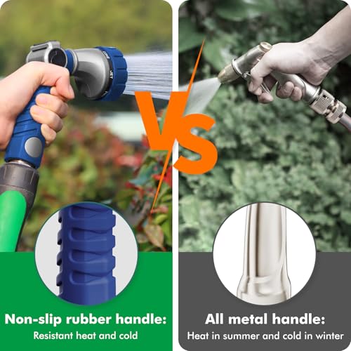 RESTMO Heavy Duty Hose Nozzle, Metal Garden Water Hose Sprayer | 7 Watering Patterns, Easy Thumb Control, On Off Valve, Leak Proof Nozzle Sprayer for Watering Plants, Washing Car & Pet - color: Blue