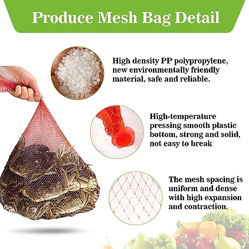 Sukh 90PCS Mesh Produce Bags - 24Inch Vegetable Storage Net Bags Red | Mesh Vegetable Bags for Onion, Fruits, Seafood, and Other Agricultural Products Storage, Garden Harvest Produce Bags - color: Red
