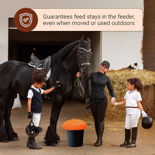 Horse Bucket Cover - Waterproof Bucket Cover for Feed Buckets for Horses, 210T Ripstop Polyester, Fits 2-5 Gallon (8-20 Quart), Cold-Flexible Daily-Use Cover - color: Orange