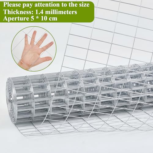 Gisafai 36in x 100ft Welded Wire Fence, 2 Inch x 4 Inch 16 GA, Galvanized Metal Garden Fence Roll Wire Mesh Netting for Goat Deer Cattle Animal Enclosures and Yard Vegetable Plant Protection,Silver - color: Silver, size: 36in X 100 ft