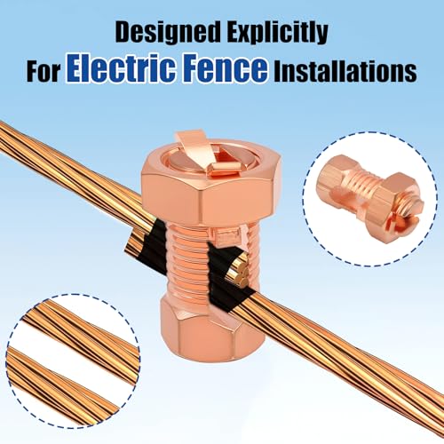 20 Pack Split Bolt Connectors for Electric Fence & Ground Wire, Brass | High-strength brass split bolts for fence & ground wire. Precision threads. No crimp tool needed.