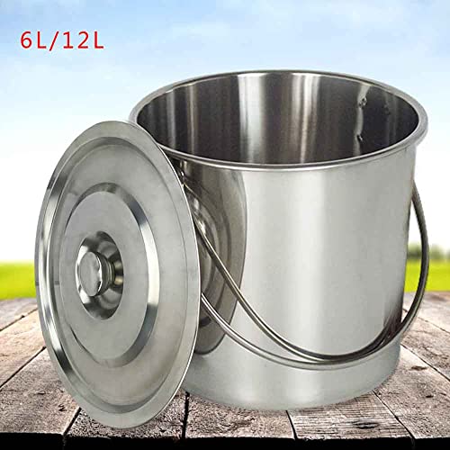 Extra Thick 304 Stainless Steel Milk Can, Milk Jug Milk Pail Anti-Leak Liquid Storage Transport Container with Sealed Lid and Carry Handle Tote Jug for ice, Meat, Fish, Food, Rice (12L/3.2Gal) - size: 12L/3.2Gal
