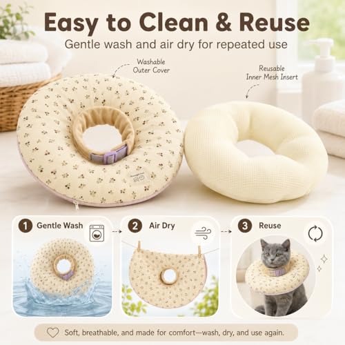 Deep Soft Recovery Collar for Dogs & Cats, Cotton Alternative to E-Collar, Adjustable Lightweight Pet Cone, Anti-Lick for Surgery & Wounds, Medium (Neck 10"-13.5"), Light Blue - color: Light Blue