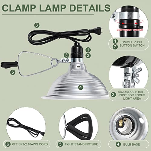 Macarrie 8 Pack Clamp Lamp Light with Aluminum Reflector, 6ft SPT-2 18awg Cord and Adjustable Stand Fixture, up to 150 Watt, E26 Socket, No Bulb(8.5 Inch) - size: 8.5 Inch
