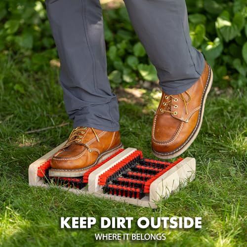 JobSite Boot Scraper - Outdoor Boot Brush Scrubber Brush - Compact, Portable Shoe Cleaner for Home, RVs, Trucks, Kids - Timber Edition