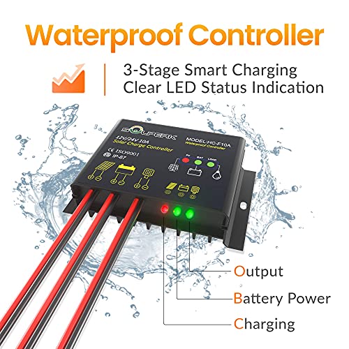 Solar Panel Kit 50W 12V, Waterproof Solar Battery Trickle Charger Maintainer + Waterproof Controller + Adjustable Mount Bracket for Boat Car RV Motorcycle(Without Mounting Bracket) - size: 50W PWM+Load Kit