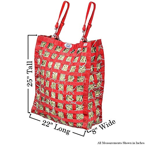 Derby Originals Superior Slow Feeder Horse Hay Bag with Super Tough Bottom and 1 Year Warranty - color: Red