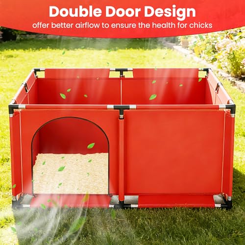 All-in-One Chicken Brooder Box for Chicks Starter Kit with Timer Heat Lamp & Stand, Perch, Sawdust, Feeder & Waterer, Large Sturdy Poultry Brooder for Up to 30 Baby Chicks, Ducks & Quail