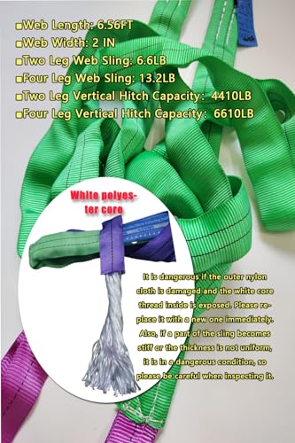 Four Leg Bridle Web Sling 6.5ft 6610lb Web Slings Belt Type with Hook 2.0 m 3000 kg Light Weight and Flexible Capacity Steel Sling[4leg 3.0t] - size: 4leg-3t