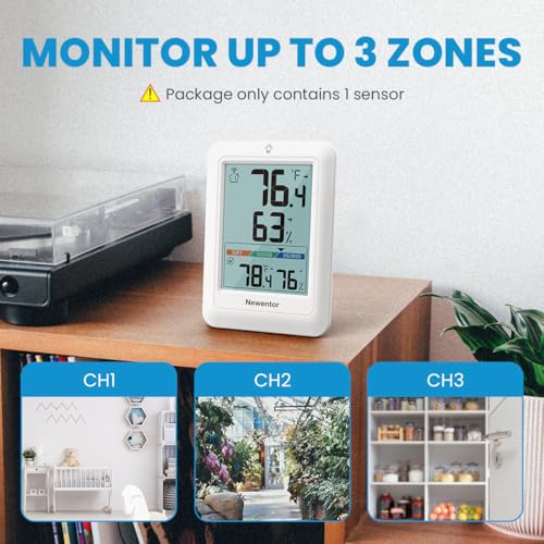 Newentor Indoor Outdoor Thermometer Wireless with 24H/48H/ALL-TIME High Low | Big Number 4" Display, Inside Outside Temp & Humidity, Comfort Indicator, Weather Station for House Patio, White, 1 Sensor - color: White, size: with 1 sensor