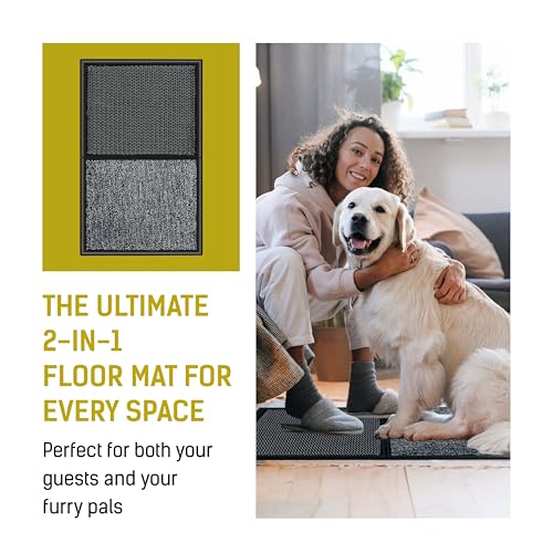 LOSTRONAUT 2-in-1 Shoe Cleaning Mat 25x16 Non-Slip Disinfectant Door Mat | Wet & dry 2-in-1 shoe cleaner mat – 25"x16" non-slip disinfectant welcome rug for indoor & outdoor door use