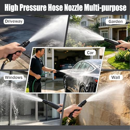 2PCS Home High pressure Car Wash Water Gun, Adjustable High Pressure Jet Sweeper Spray Nozzle with Leak-Proof Design，Applicable to Garden high Pressure hose Nozzle for Car Wash, Lawn, Patio Cleaning