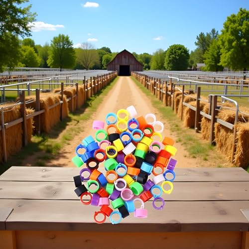 100 Pcs Multicolor Poultry Leg Rings,Poultry Foot Bird Identification Leg Bands Clip-on for Birds, Ducks and Chickens Diameter Round Tags Identification Bands 8mm