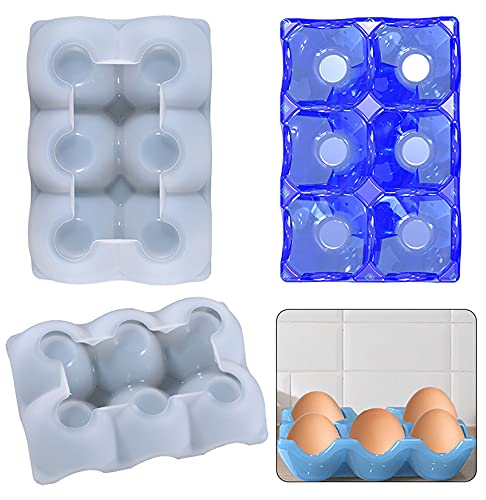 2 Set 6 Cups Egg Holder Silicone Resin Mold Egg Tray Rack Organizer Epoxy Silicone Casting Molds for Fridge, Refrigerator, Kitchen, Pantry, 3D DIY Making Decor Art Crafts