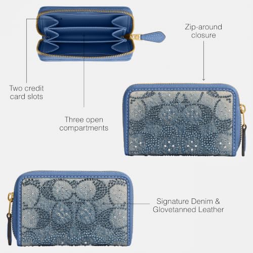 Essential Small Zip Around Card Case in Crystal Signature Denim - color: Denim, size: One Size