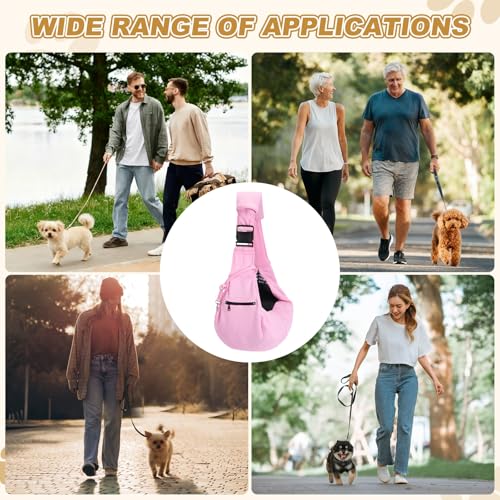 Dog Sling Carrier for Small Dogs and Cats Up to 16.5 Lbs, Breathable with Shoulder Pad Pet Crossbody Shoulder Bag, (Pink, 1 Pcs) Intended for Outdoor/Camp/Travel - color: Pink