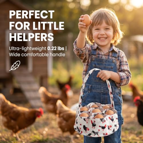Egg Collecting Basket, Large Egg Gathering Bag for Fresh Chicken Duck Eggs | 7 Pouches Egg Collection Bag for Toddlers Kids Mom, Cute Family Gift, Hold Goose Quail Eggs, Machine Washable, Easy to Carry - color: Color 4